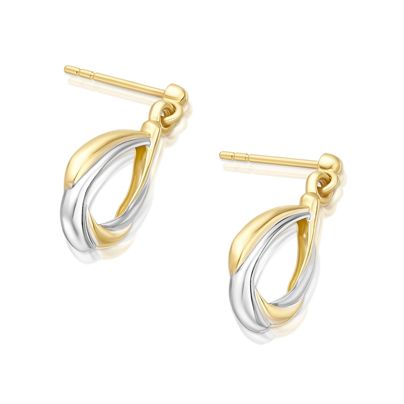 Main Image 2 of 9ct Tri Colour Twisted Drop Earrings