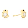 Thumbnail Image 1 of Sterling Silver Gold Tone MOP & Crystal Bird Stud Earrings