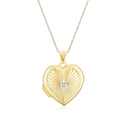 9ct Yellow Gold Diamond Heart Locket 16+2" Necklace