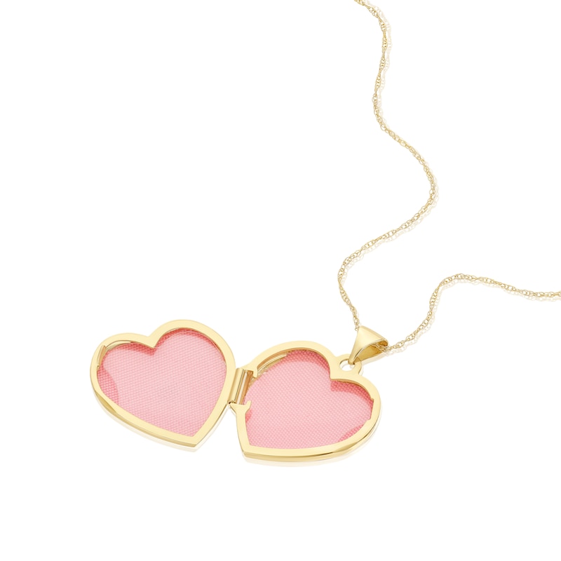Main Image 2 of 9ct Yellow Gold Diamond Heart Locket 16+2" Necklace