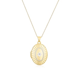 9ct Yellow Gold Diamond Oval Locket 16+2" Necklace