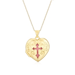 9ct Yellow Gold Open Cross Locket 16+2" Necklace