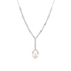 Thumbnail Image 1 of Sterling Silver Pearl & Cubic Zirconia Pendant 18" Lariat Necklace