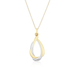 9ct Two Colour Twisted Pendant 16+ 2" Necklace