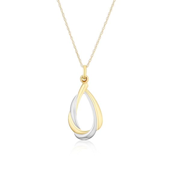 9ct Two Colour Twisted Pendant 16+ 2" Necklace