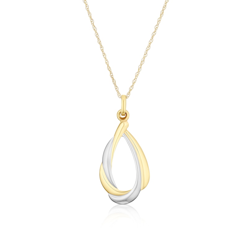 Main Image 1 of 9ct Two Colour Twisted Pendant 16+ 2" Necklace