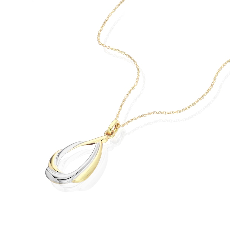 Main Image 2 of 9ct Two Colour Twisted Pendant 16+ 2" Necklace