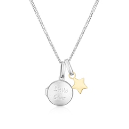 Children's Sterling Silver & 9ct Yellow Gold Little Star Locket 14+2" Necklace