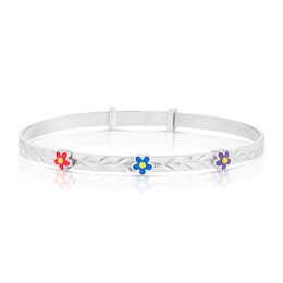 Children's Sterling Silver Enamel Coloured Flower Bangle