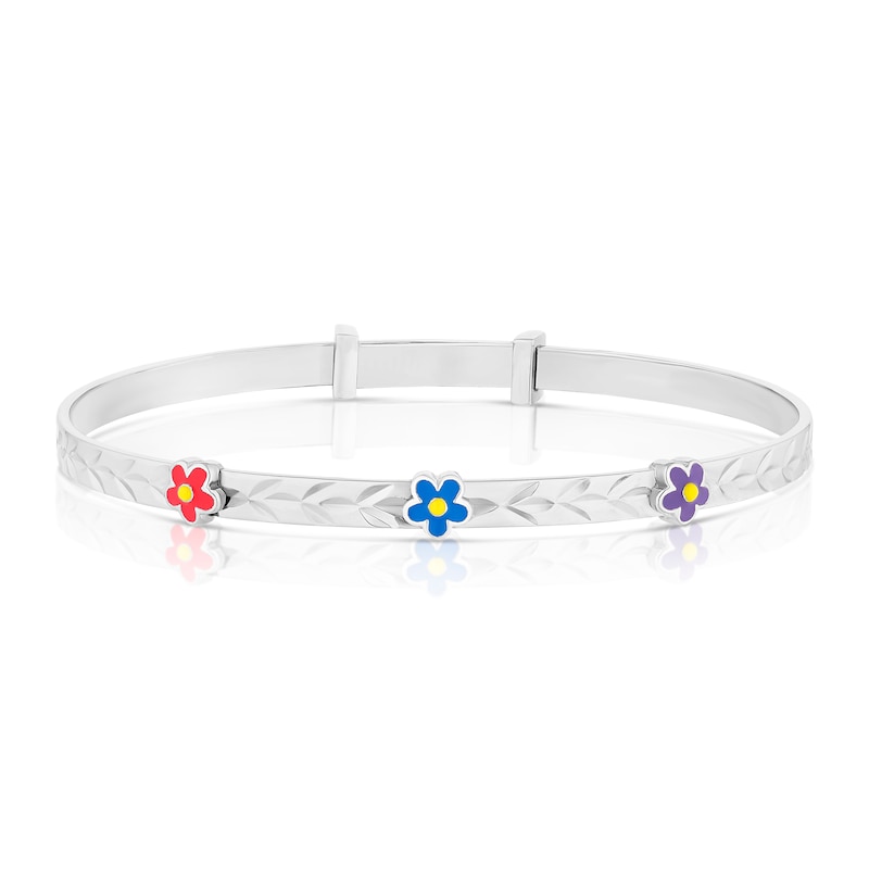 Main Image 1 of Children's Sterling Silver Enamel Coloured Flower Bangle