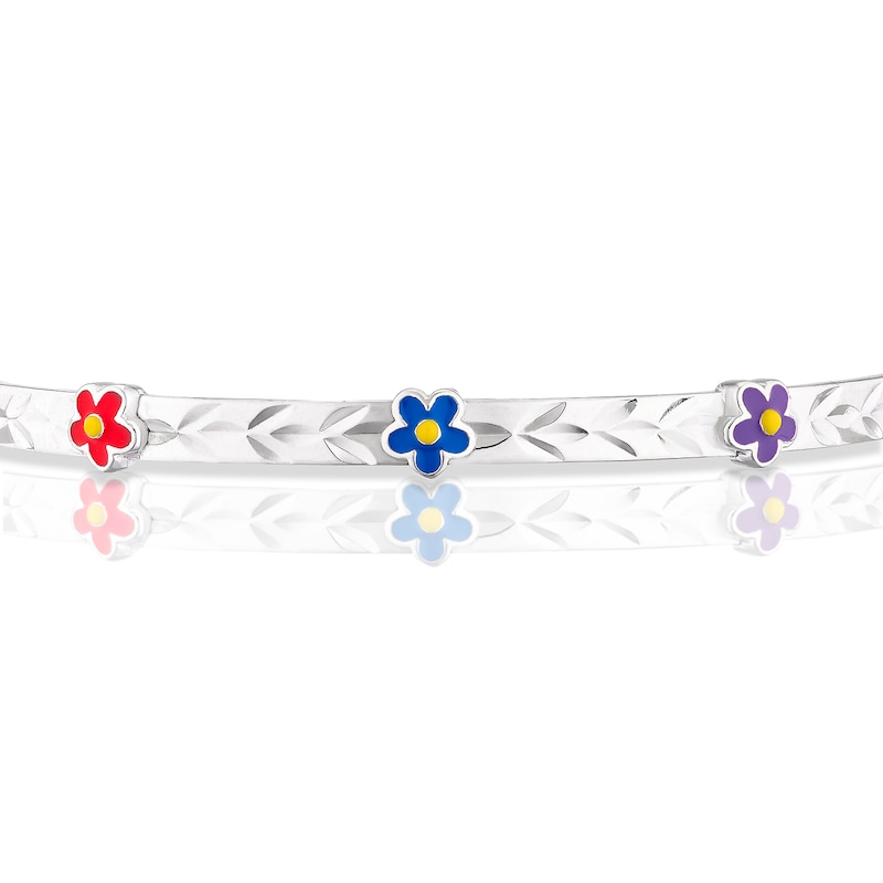 Main Image 2 of Children's Sterling Silver Enamel Coloured Flower Bangle