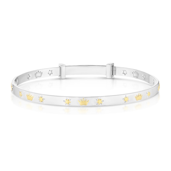 Children's Sterling Silver Gold Plated Crown Bangle