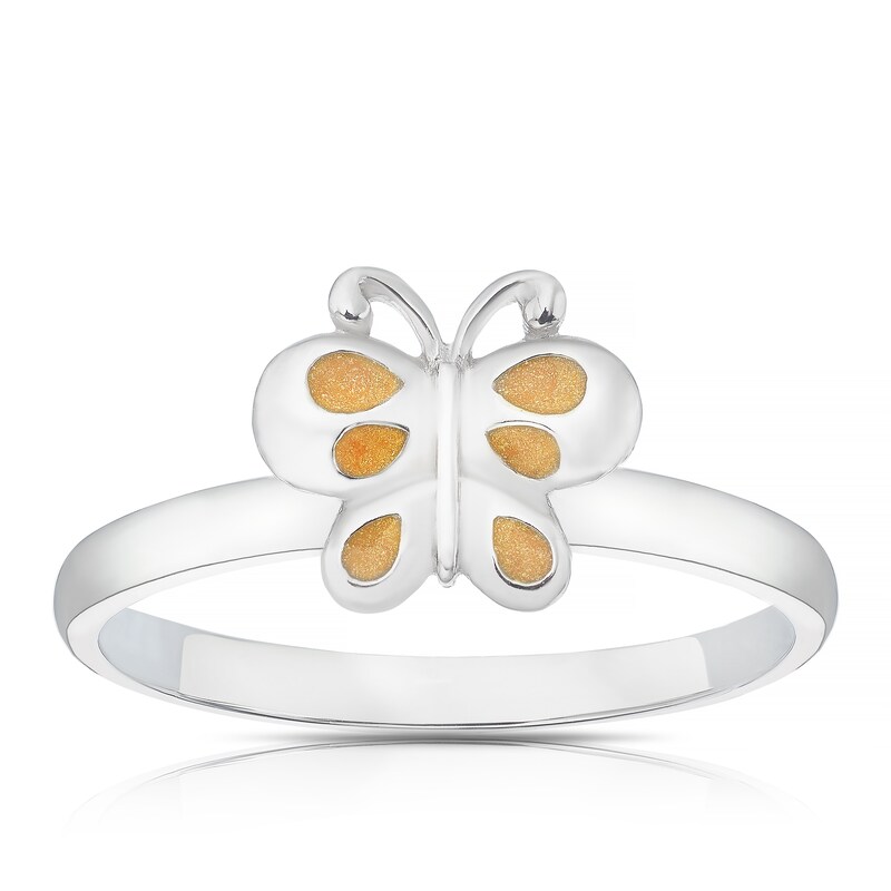 Main Image 1 of Children's Sterling Silver Butterfly Enamel Medium Ring - Size H