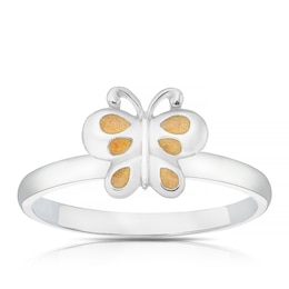 Children's Sterling Silver Butterfly Enamel Large Ring - Size J