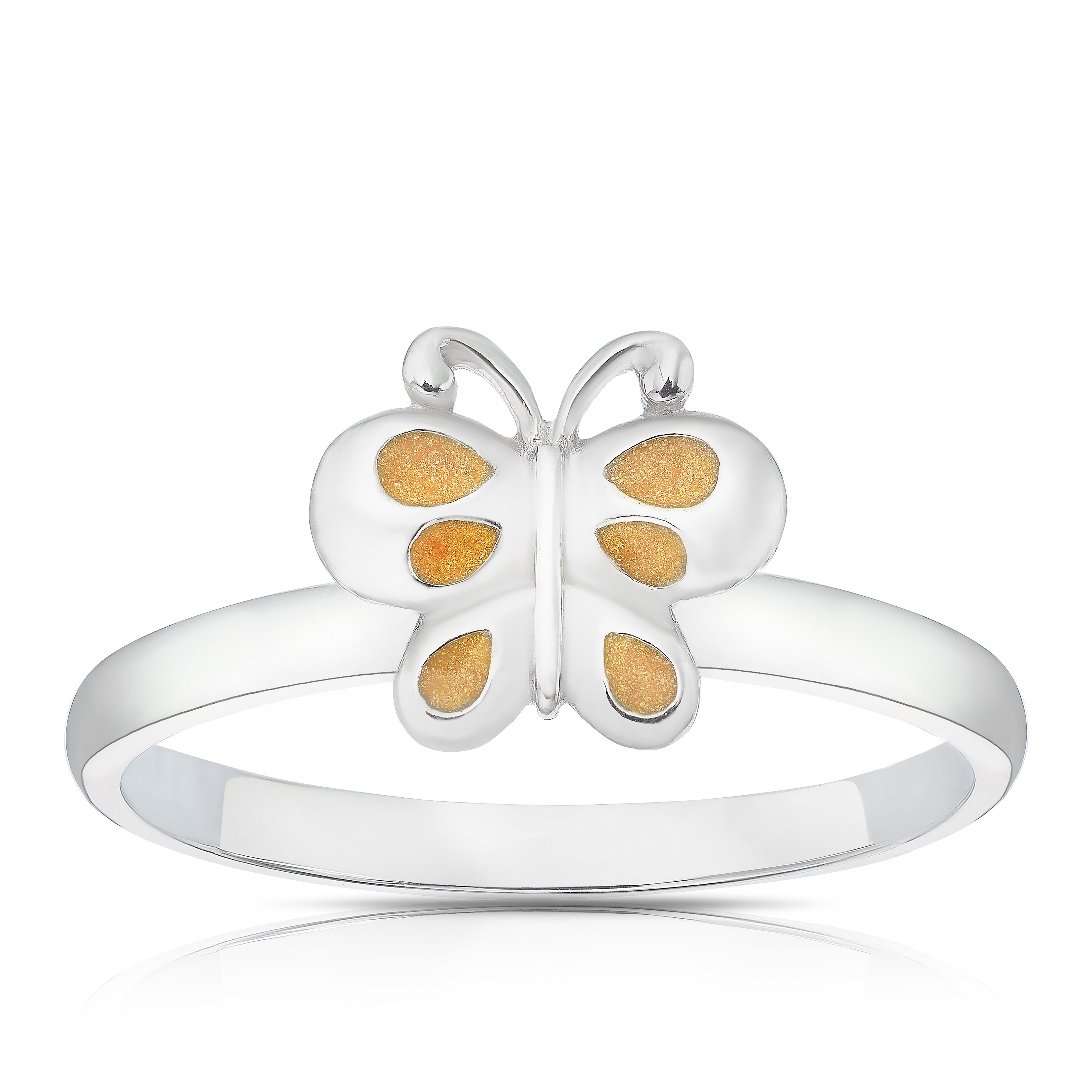 Main Image 1 of Children's Sterling Silver Butterfly Enamel Large Ring - Size J