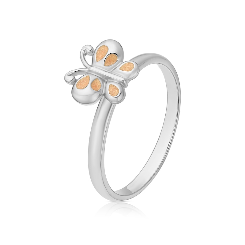 Main Image 2 of Children's Sterling Silver Butterfly Enamel Large Ring - Size J