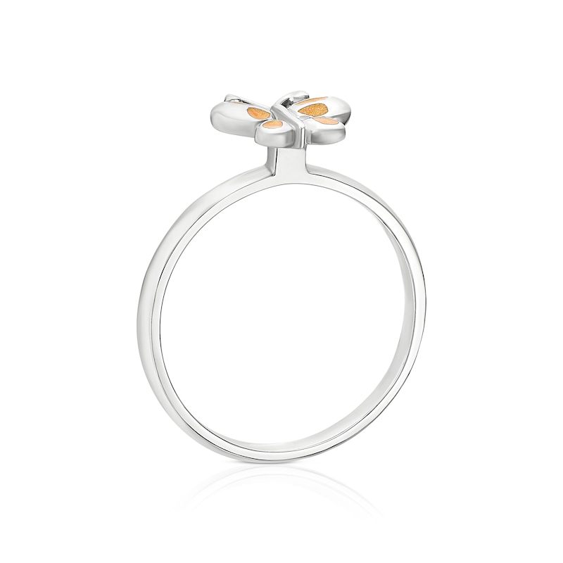 Main Image 3 of Children's Sterling Silver Butterfly Enamel Large Ring - Size J