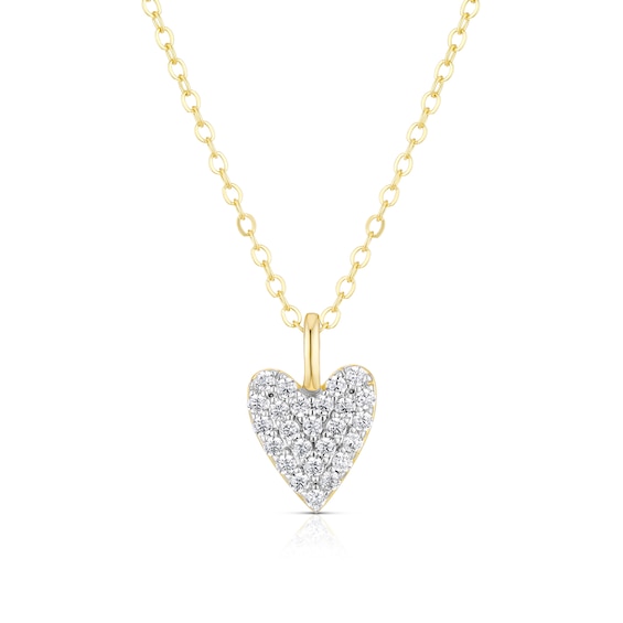 Sterling Silver Gold Tone Cubic Zirconia Heart Pendant 16+2 Necklace
