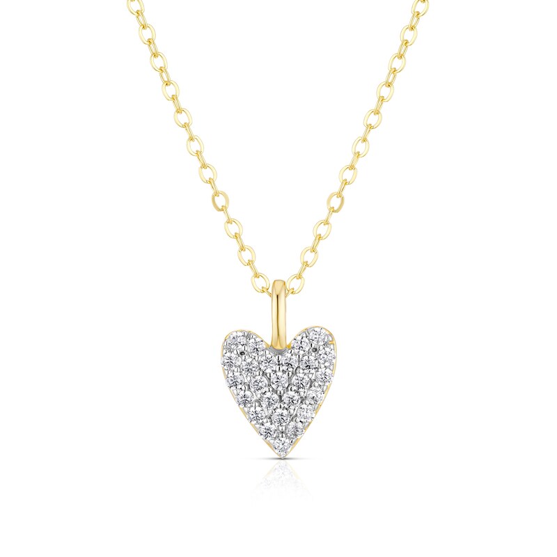 Main Image 1 of Sterling Silver Gold Tone Cubic Zirconia Heart Pendant 16+2&quot; Necklace