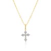 Thumbnail Image 1 of Sterling Silver Gold Tone Cubic Zirconia Cross Pendant 16+2" Necklace