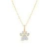 Thumbnail Image 1 of Sterling Silver Gold Tone Cubic Zirconia Paw Print Pendant 16+2" Necklace