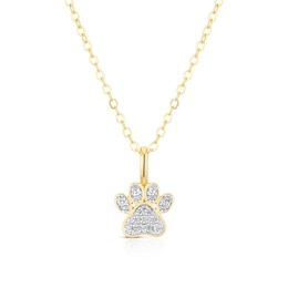 Sterling Silver Gold Tone Cubic Zirconia Paw Print Pendant 16+2" Necklace