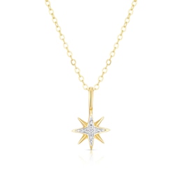 Sterling Silver Gold Tone Cubic Zirconia Star Pendant 16+2" Necklace