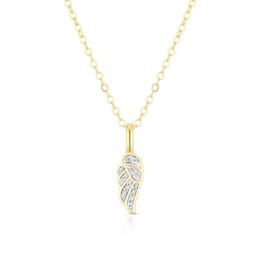 Sterling Silver Gold Tone Cubic Zirconia Angel Wing Pendant 16+2" Necklace