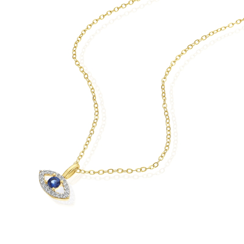 Main Image 2 of Sterling Silver Gold Tone Cubic Zirconia Evil Eye Pendant 16+2" Necklace