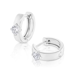 Sterling Silver Cubic Zirconia Huggie Hoop Earrings