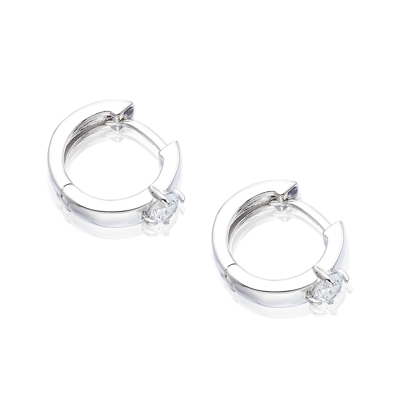 Main Image 2 of Sterling Silver Cubic Zirconia Huggie Hoop Earrings