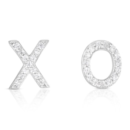 Sterling Silver Cubic Zirconia Kiss O Stud Earrings