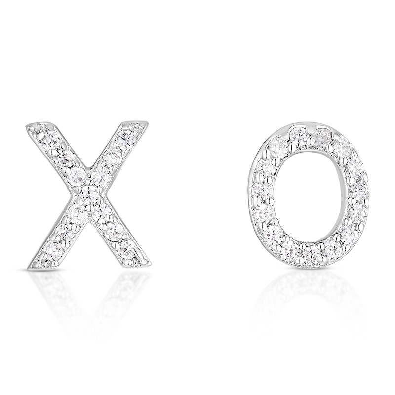 Main Image 1 of Sterling Silver Cubic Zirconia Kiss O Stud Earrings
