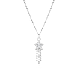 Sterling Silver Cubic Zirconia Shooting Star Pendant 16+2" Necklace