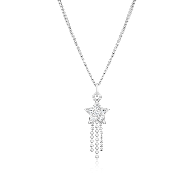 Main Image 1 of Sterling Silver Cubic Zirconia Shooting Star Pendant 16+2" Necklace