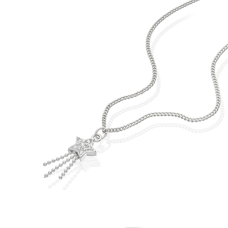 Main Image 2 of Sterling Silver Cubic Zirconia Shooting Star Pendant 16+2" Necklace