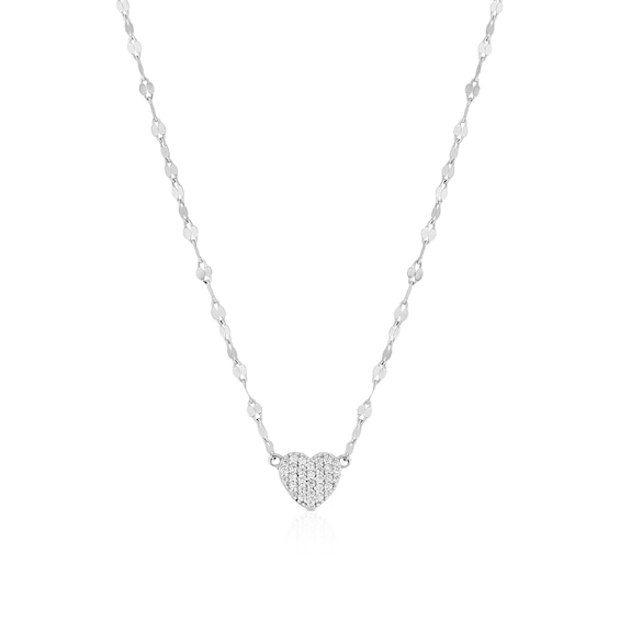 Sterling Silver Cubic Zirconia Heart Sparkle Chain 16.5+1 Ne