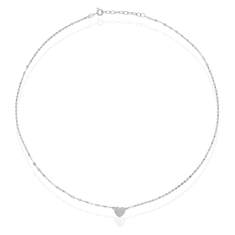 Main Image 2 of Sterling Silver Cubic Zirconia Heart Sparkle Chain 16.5+1 Necklace