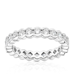 Sterling Silver Cubic Zirconia Bezel Set Full Eternity Ring