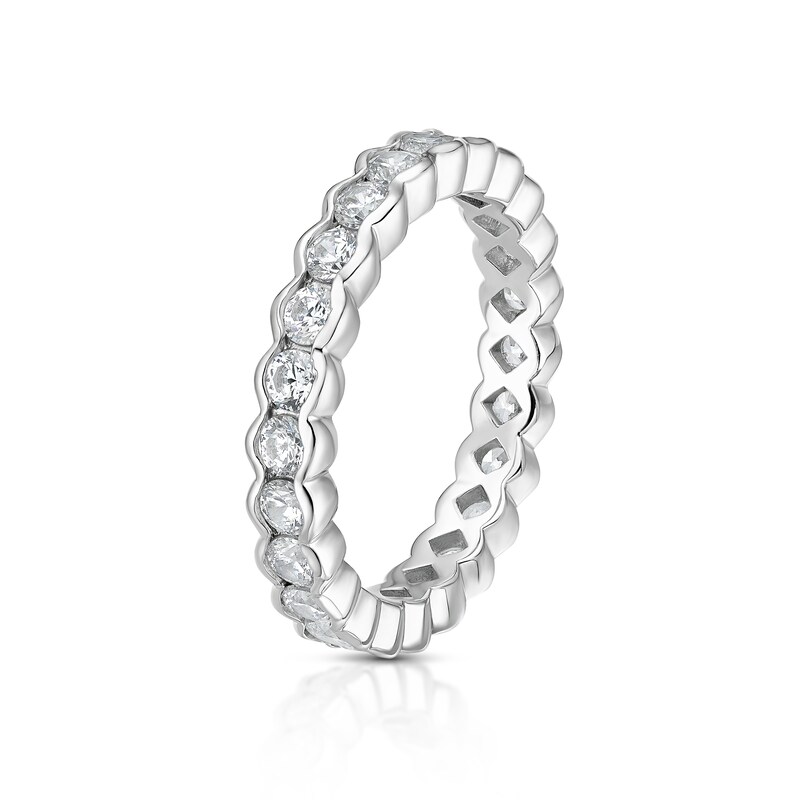 Main Image 2 of Sterling Silver Cubic Zirconia Bezel Set Full Eternity Ring