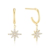 Thumbnail Image 1 of 9ct Yellow Gold Cubic Zirconia North Star Drop Hoop Earrings