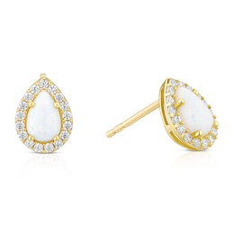 9ct Yellow Gold Synthetic Opal Teardrop Stud Earrings