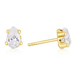 9ct Yellow Gold Cubic Zirconia Pear Stud Earrings