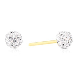 9ct Yellow Gold 5mm Crystal Ball Stud Earrings