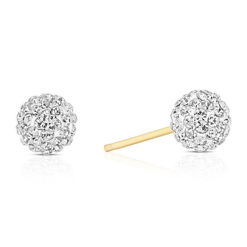 Main Image 1 of 9ct Yellow Gold 7mm Crystal Ball Stud Earrings