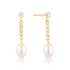 Thumbnail Image 1 of 9ct Yellow Gold Pearl & Cubic Zirconia Drop Earrings