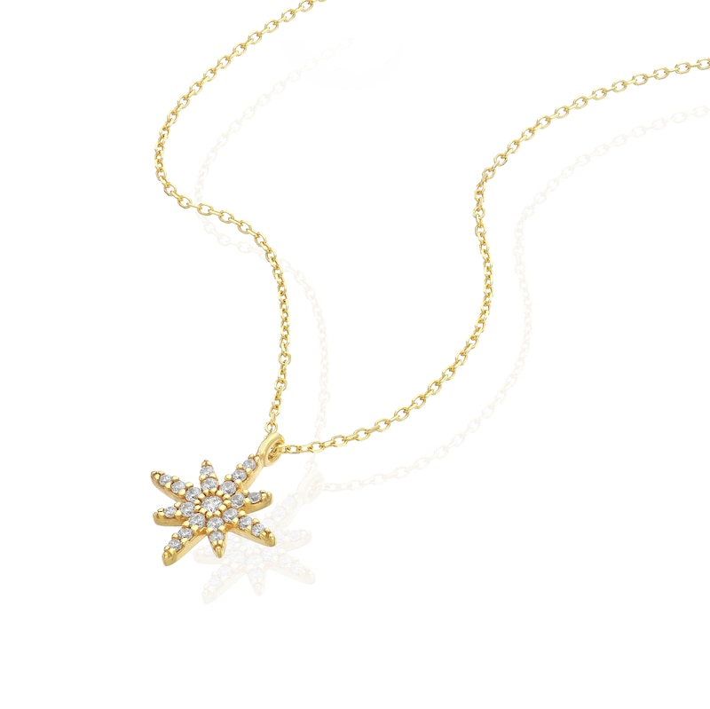 Main Image 2 of 9ct Yellow Gold Cubic Zirconia North Star Pendant 17+1" Necklace