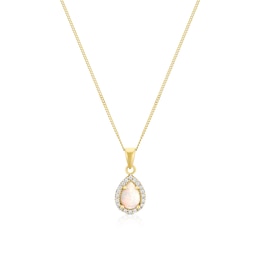 9ct Yellow Gold Synthetic Opal Teardrop Pendant 16+2" Necklace