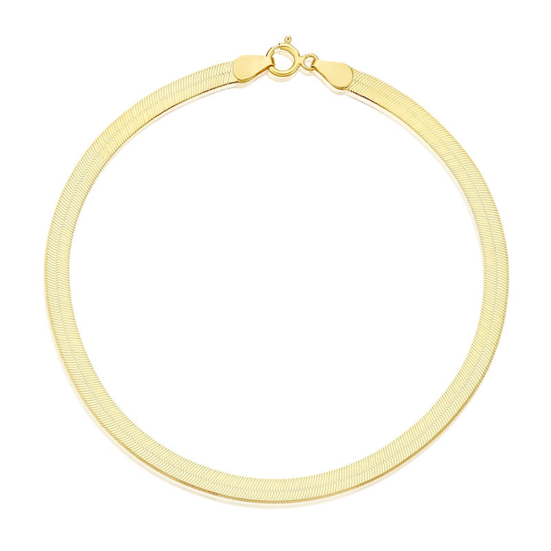 Main Image 1 of 9ct Yellow Gold Herringbone Plain 7.25" Bracelet