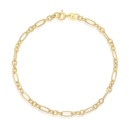 9ct Yellow Gold Textured Figaro 7.5" Bracelet